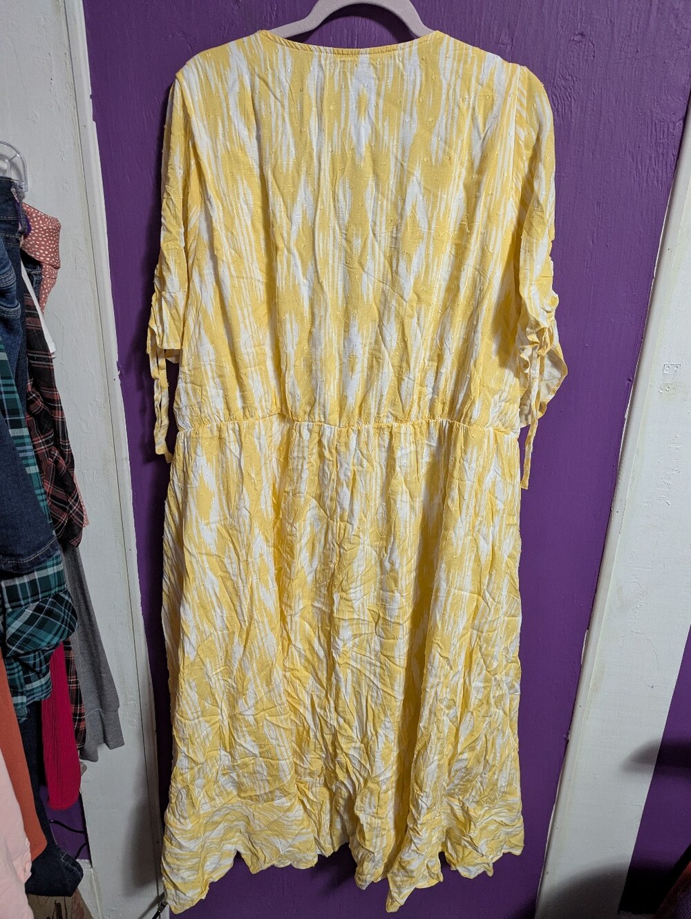 NWT Torrid Yellow White Swiss Dot Surplice Wrap Midi Dress Pockets 6X 30 - Picture 6 of 6